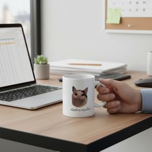 Ivart Gülen Kedi-Düzelicez Inşallah Baskılı Porselen Kupa-Standart Kulplu Kupa-Hediye-Ofis-Motto