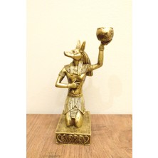 Antioch Art and Design Antik Mısır Tanrısı Anubis Şamdan Biblo Çakal Başlı Anubis Ev Dekor Tasarım Hediyelik