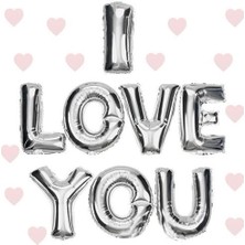 Buğz I Love You Folyo Balon Gümüş Renk 35 cm