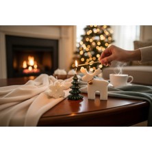 3’lü Dekoratif Mum Seti | Geyik-Çam Ağacı-Kar Tanesi Temalı Mum Seti | Yılbaşı Hediyelik