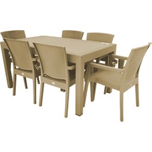 Işsevenler Rattan Bahçe Mutfak Masa Takımı Kahverengi