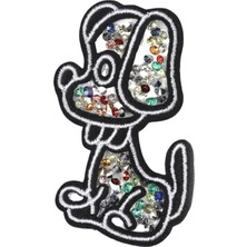 Calais Aplike Ütü Ile Yapışan Taşlı Sevimli Köpek Arma 3x5 cm