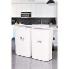 Mafa Home 2'li Beyaz Akrilik Vakumlu Kapaklı Erzak Saklama Kutusu 3 Lt Etiketli