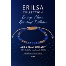 Erilsa Sertifikalı Enerji Alanı Şemsiye Kalkanı Koruyucu Bilekliği -Aura Mavi Hematit Taşı