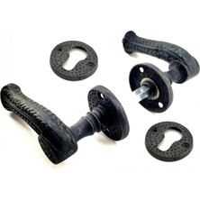 Marsilyan Antika Tarz Dekoratif Pirinç Rozetli Banyo Kapı Kolu - 49 Mm, Oksit