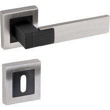 Zeraf Ev Premium Ahenk Kare Rozetli Kapı Kolu (Oda-Wc-Yale Kilit Tipleri) (Takım) Renk : Siyah - Saten