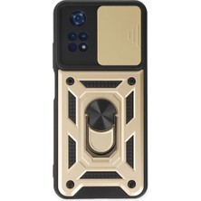 Buğz Xiaomi Poco M4 Pro 4g Kılıf Pars Lens Yüzüklü Silikon - Gold