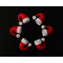 Buhan Tasarım- Noel Baba Şapkası Yılbaşı Ağacı Süsü - 6 Adet - 3D Baskı