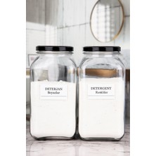 Mafa Home 2'li Deterjan Renkliler - Beyazlar Cam Kavanozu Seti 3000 ml Siyah Metal Kapaklı