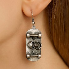 Fildişi Aksesuar Kaykay Şekilli Kadın Küpe Çift Adet Gümüş Kaplama El Yapımı Küpe