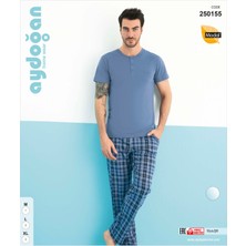 Aydoğan Erkek Kısa Kol Pijama  Takımı--Mavi--