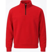 Classics Men Unisex Relax Fit Rahat Kesim Pamuklu Yarım Fermuarlı Dik Yaka Sweatshirt
