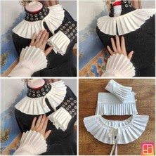 Firuz Rukye Kadın Pilili Yakalık ve Kolluk Takımı