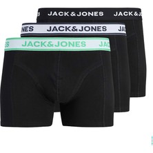 Jack & Jones Erkek 3'lü Boxer Desenli Paça Tipi Siyah Renkli Konforlu İç Giyim Seti