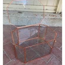 Güven Geometrik Sekizgen Sandık Cam Söz Gelin Damat Nişan Fanusu 35*25*20 cm Büyük Boy