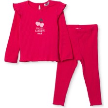 Hellobaby Kız Bebek Bluz-Tayt Kaşkorse Bisiklet Yaka Uzun Kol Reçme Paça