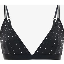 Penti Siyah Satin Stone Triangle Sütyen Toparlayıcı Özellikli Dikişsiz Rahatlıkla Gün Boyu Destek