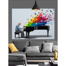 Karizma Tablo Piyano Çalan Piyanist Sanat Dekoratif Kanvas - Mdf Ahşap Tablo