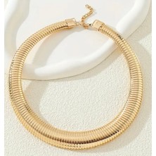 Altın Rengi Kalın Choker Gerdanlık Kolye
