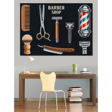 Karizma Tablo Berber Dükkanı Retro Tabela Dekoratif Kanvas - Mdf Ahşap Tablo