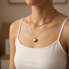 Gistoria Kalp Charmlı 3 Sıralı Altın Kolye