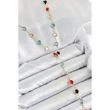 Claris Pirinç Asorti Model Gold Renk Zirkon Taşlı Y Kolye