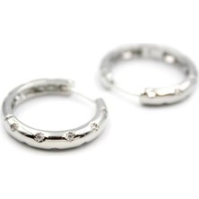 Ucuzageliyor Taşlı Halka Küpe - Gümüş