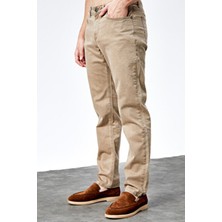 Halat's Erkek Bej Regular Fit Likralı Jean Boru Paça Rahat Kesim Kot Pantolon BENJAMİN