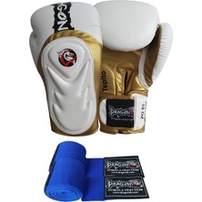 DragonDo Tepito Boks Eldiveni ve Mavi Bandaj 2'li Set Uzun Bilek Desteği ile Rahat Antrenman