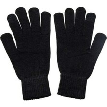 Çift Katlı Kalın Siyah Sıcak Tutan Yün Kışlık Kadın Erkek Eldiven Unisex 1 Çift