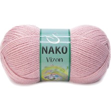 1 Adet Vizon Premium Akrilik El Örgü Ipi Yünü Renk NO:10275 Pembemsi Pudra