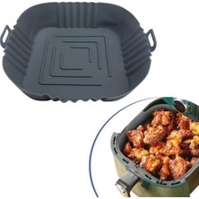 Buffer® Renkli Isıya Dayanıklı Yıkanılabilir Silikon Fırın  Airfryer Kare Model Pişirme Matı 20 cm