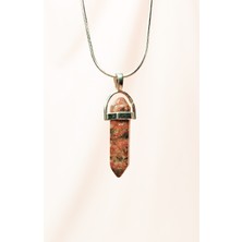 Kantaşı Doğal Taşı Zincirli El Yapımı Tasarımlı Kolye Uç: 3,5 cm Zincir: 20 cm Kutulu