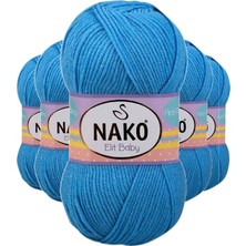 5 Adet Elite Baby El Örgü Ipi Tüylenmeyen Bebek Yünü Alaska Mavisi 10119