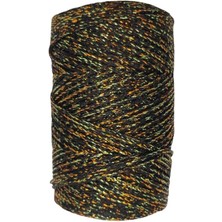 Makrome Ipi 3mm  Polyester Siyah Altın Simli