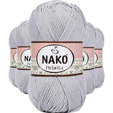 5 Adet Pırlanta Amigurumi El Örgü Ipi Yünü Açık Gri 130