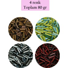 Uzun Boru Kesme Boncuk Çap 2mm Uzunluk 10 mm - 4 Renk - Toplam 80 Gram - BNC432