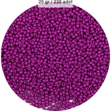 Fuşya Renk 4 mm Yaklaşık 220 Adet/20 Gram Cam Boncuk Oya Yazma Bileklik ve Kolye