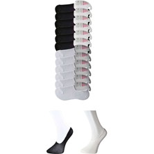 Royaleks Siyah ve Beyaz Kadın Babet Çorap 12 Çift