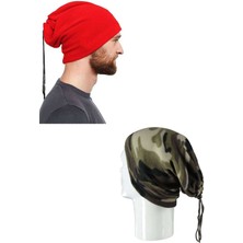 2 Adet Polar Ipli Bere ve Boyunluk Kırmızı Kamuflaj