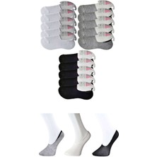 Royaleks Siyah Gri ve Beyaz Kadın Babet Çorap 15 Çift