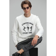 Lufian Edwın Erkek Sweatshirt Kırık Beyaz