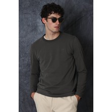 Lufian Blend Erkek Uzun Kol Tişört Haki