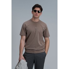 Lufian Antony Modern Grafik T- Shirt Deve Tüyü