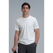 Lufian Antony Modern Grafik T- Shirt Kırık Beyaz