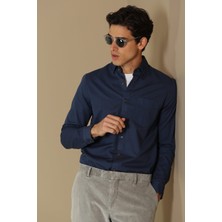 Lufian Quel Erkek Spor Gömlek Comfort Slim Fit Lacivert