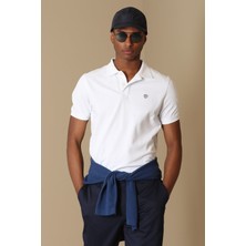 Lufian Laon Spor Polo Yaka Erkek Tişört Beyaz