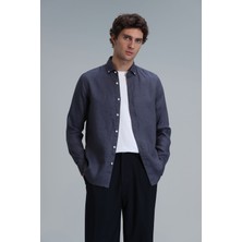 Lufian Pitaya Erkek Keten Gömlek Comfort Fit Antrasit