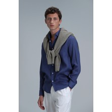 Lufian Pitaya Erkek Keten Gömlek Comfort Fit Saks