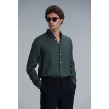 Lufian Pitaya Erkek Keten Gömlek Comfort Fit Yeşil